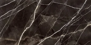 Керамический гранит Calacatta Black Marble Look, черный цвет
